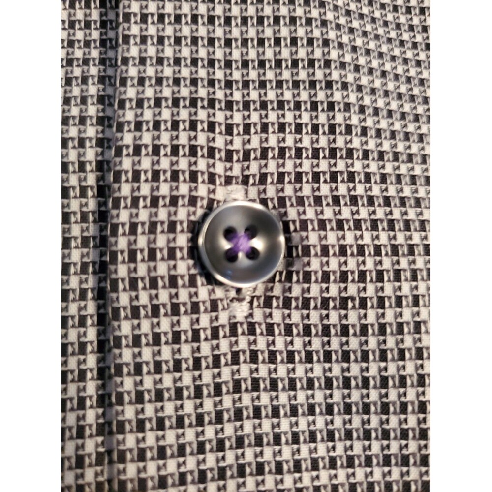 Michelsons of London Wrinkle Free Stretch Gingham Dress Shirt S 14-14.5 32/33 - Picture 5 of 16